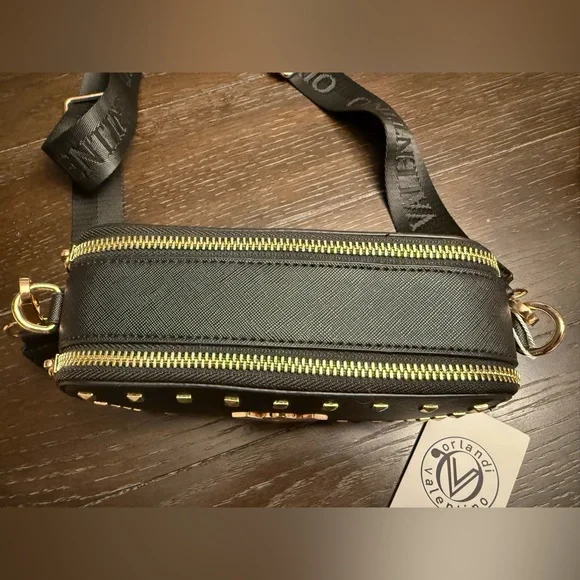 Valentino Orlandi Black and Gold Studded Crossbody Bag - Picture 7 of 13